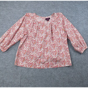 J Crew Blouse Women XS Floral Liberty Fabric Puff Sleeve Cottage Art Peasant Top